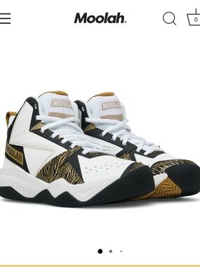 White & Gold High-Top Basketball Shoes